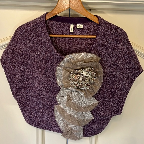 Moth Anthropologie Cropped Knit Sweater Top Shrug Purple Sz S/M - Picture 6 of 11